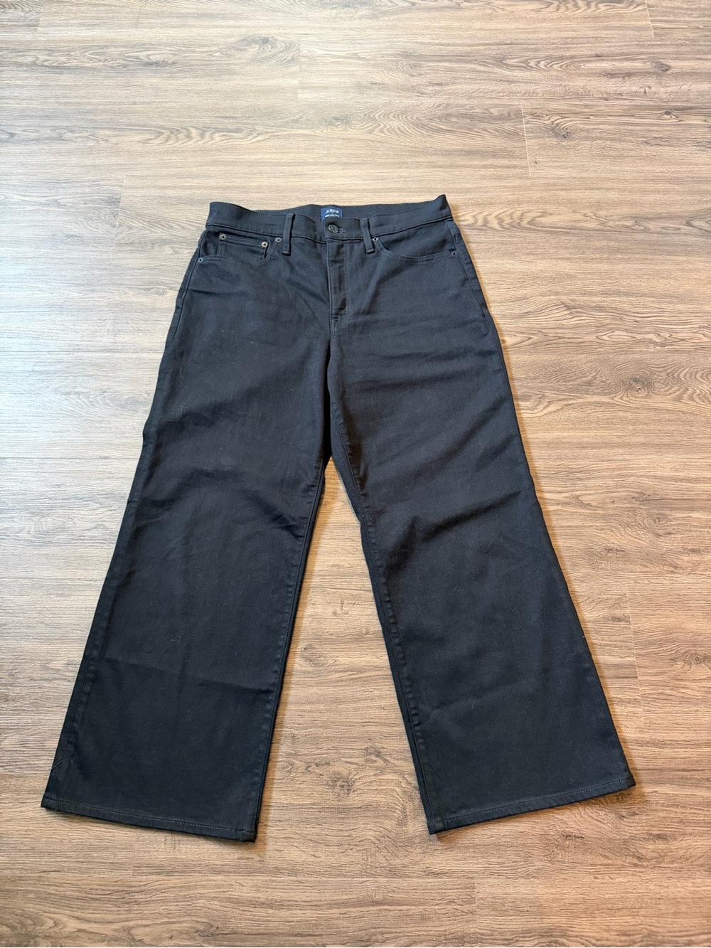 J.Crew Pants Women’s 30 Black Wide-Leg Crop Denim Jeans High Rise Solid Cotton